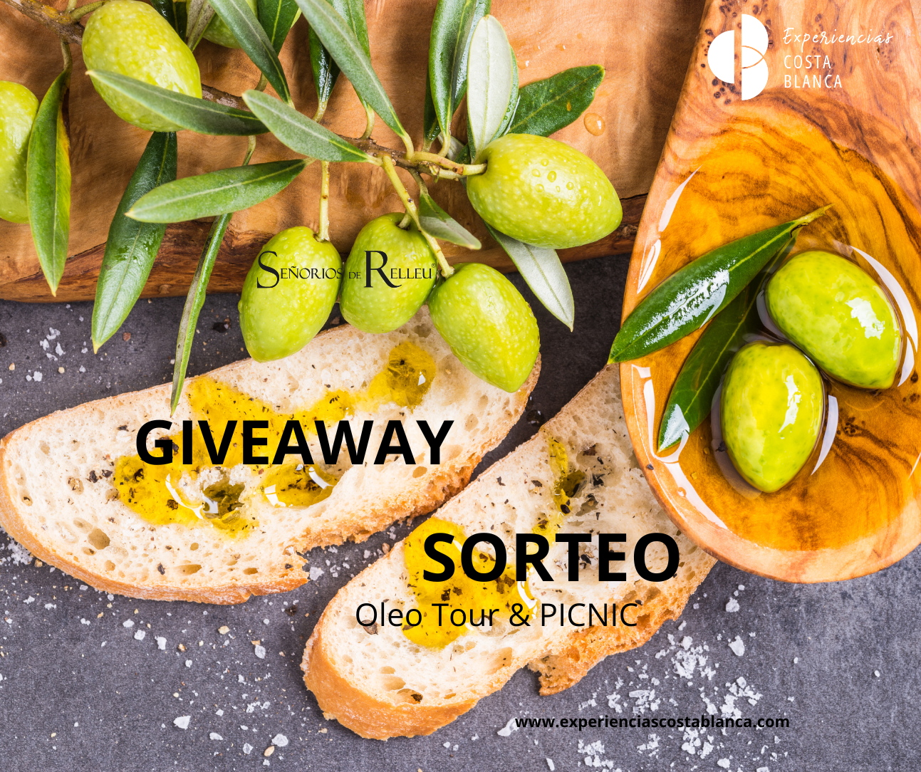 Super GIVEAWAY: Olive Oil Tour & PICNIC for 2 in the Alicante mountains --- SORTEO: Oleo Tour y PICNIC en la montaña alicantina para 2 personas --- www.experienciascostablanca.com